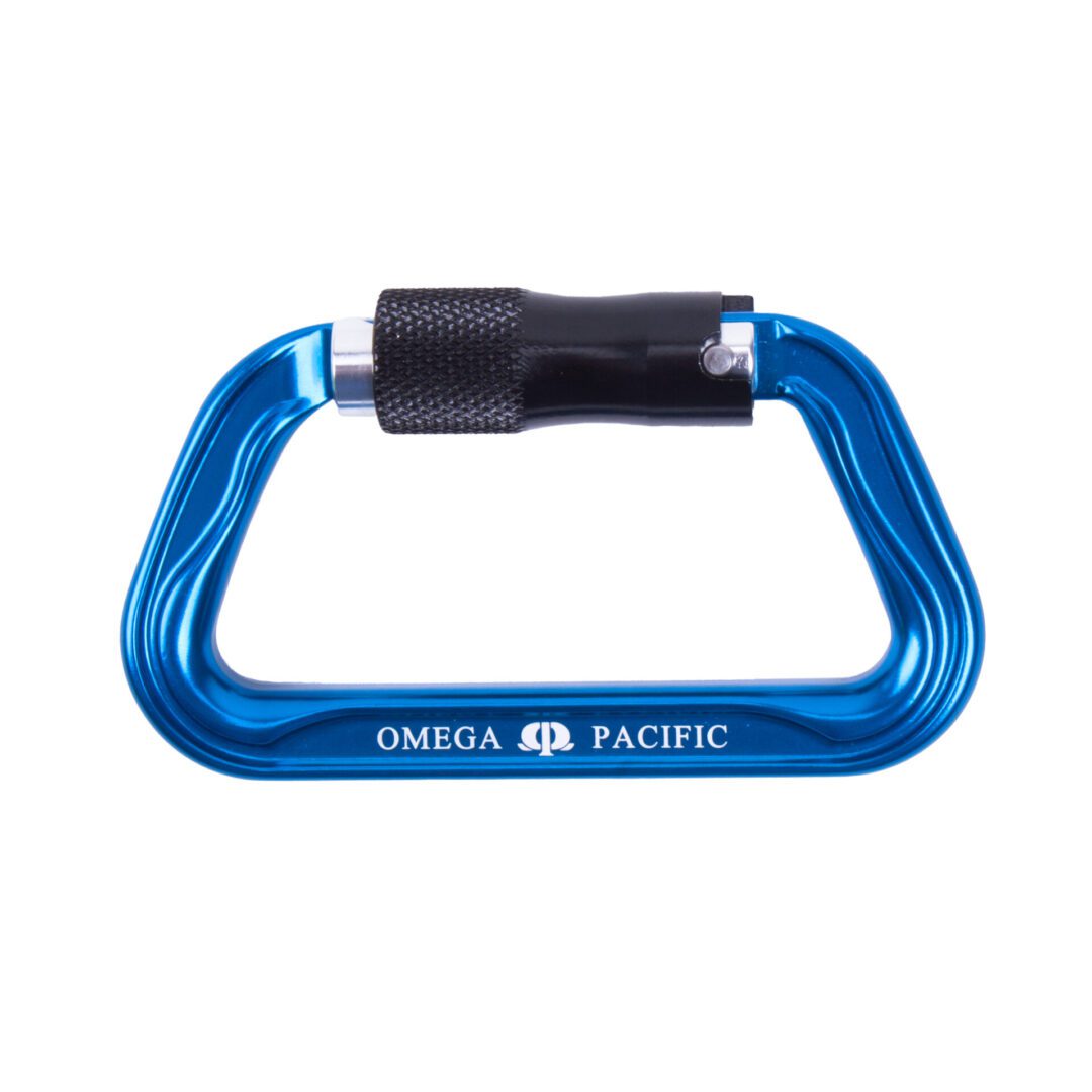 Omega Pacific Standard D Aluminum 3-Stage Quik-Lok NFPA Carabiner - Blue