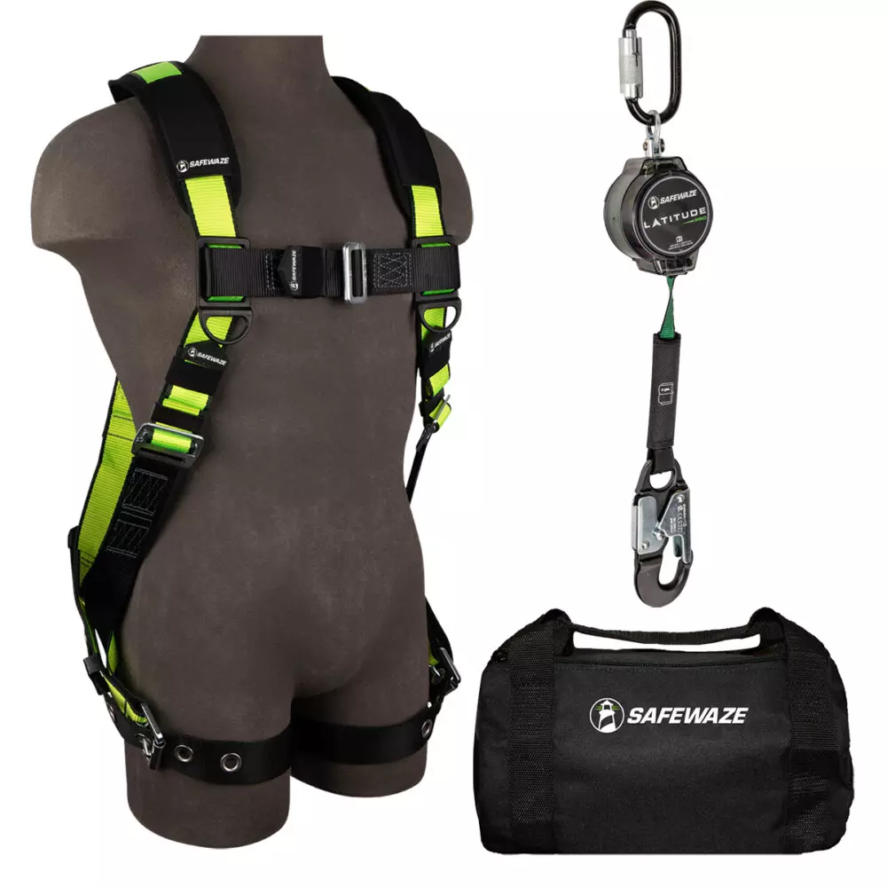 Safewaze PRO Bag Combo - Grommet Leg Harness & 7′ SRL Fall Protection Kit