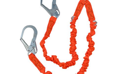 Safewaze VLINE 6’ Dual-Leg Stretch Low-Profile Shock Lanyard w/ Rebar Hooks