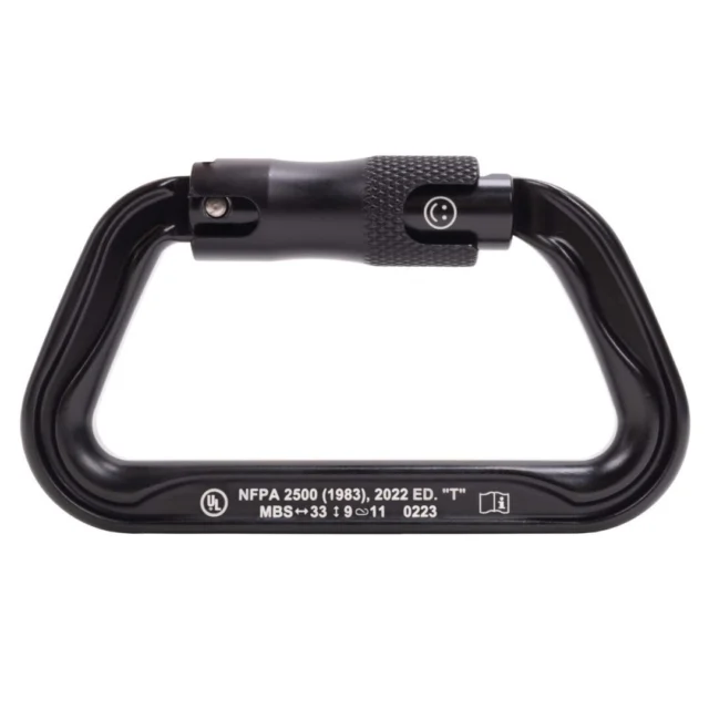 Omega Pacific Standard D Aluminum 3-Stage Quik-Lok NFPA Carabiner - Black